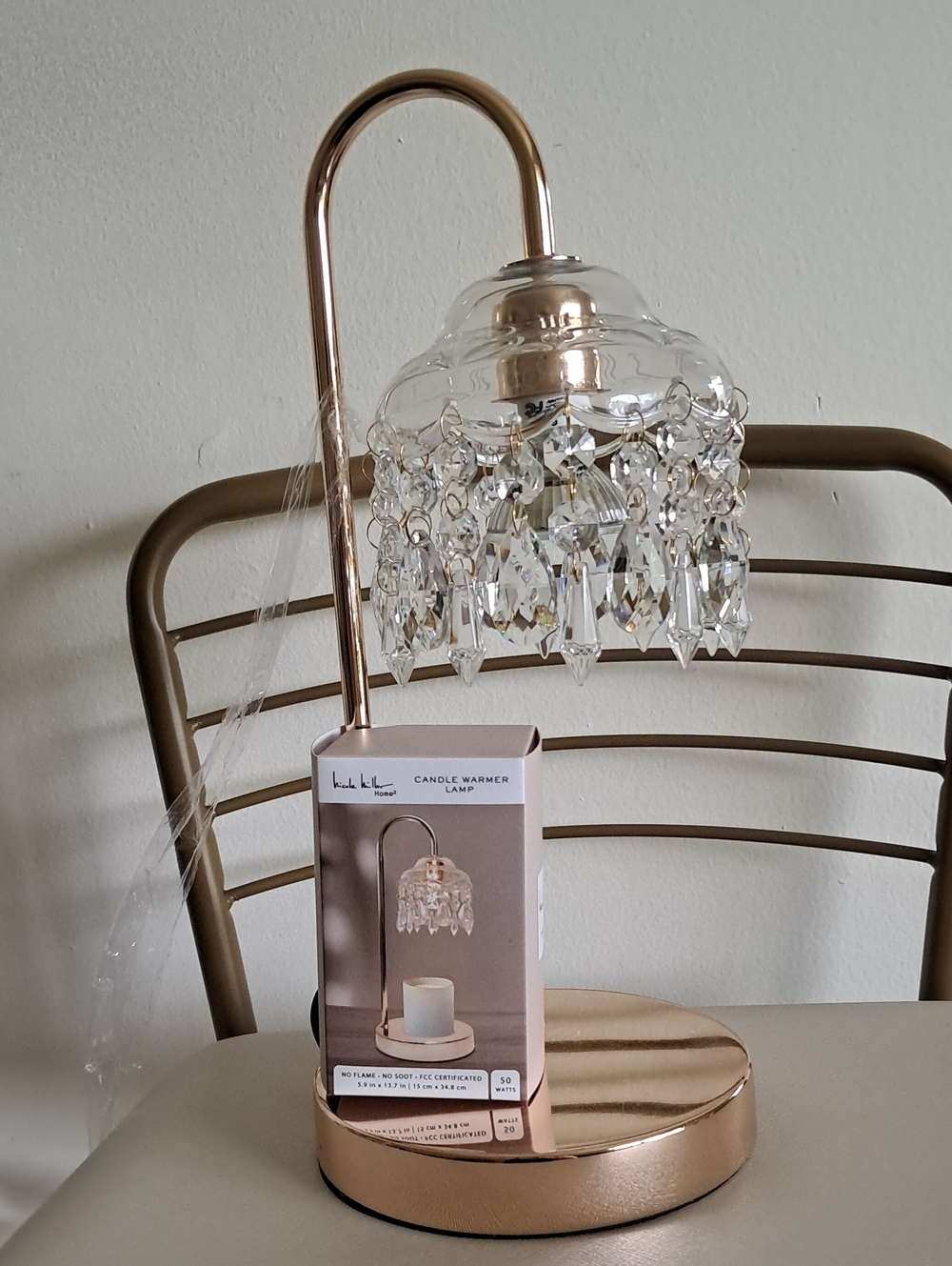 Viral!Nicole Miller Rose Gold Crystal-Trim Candle Warmer Lamp